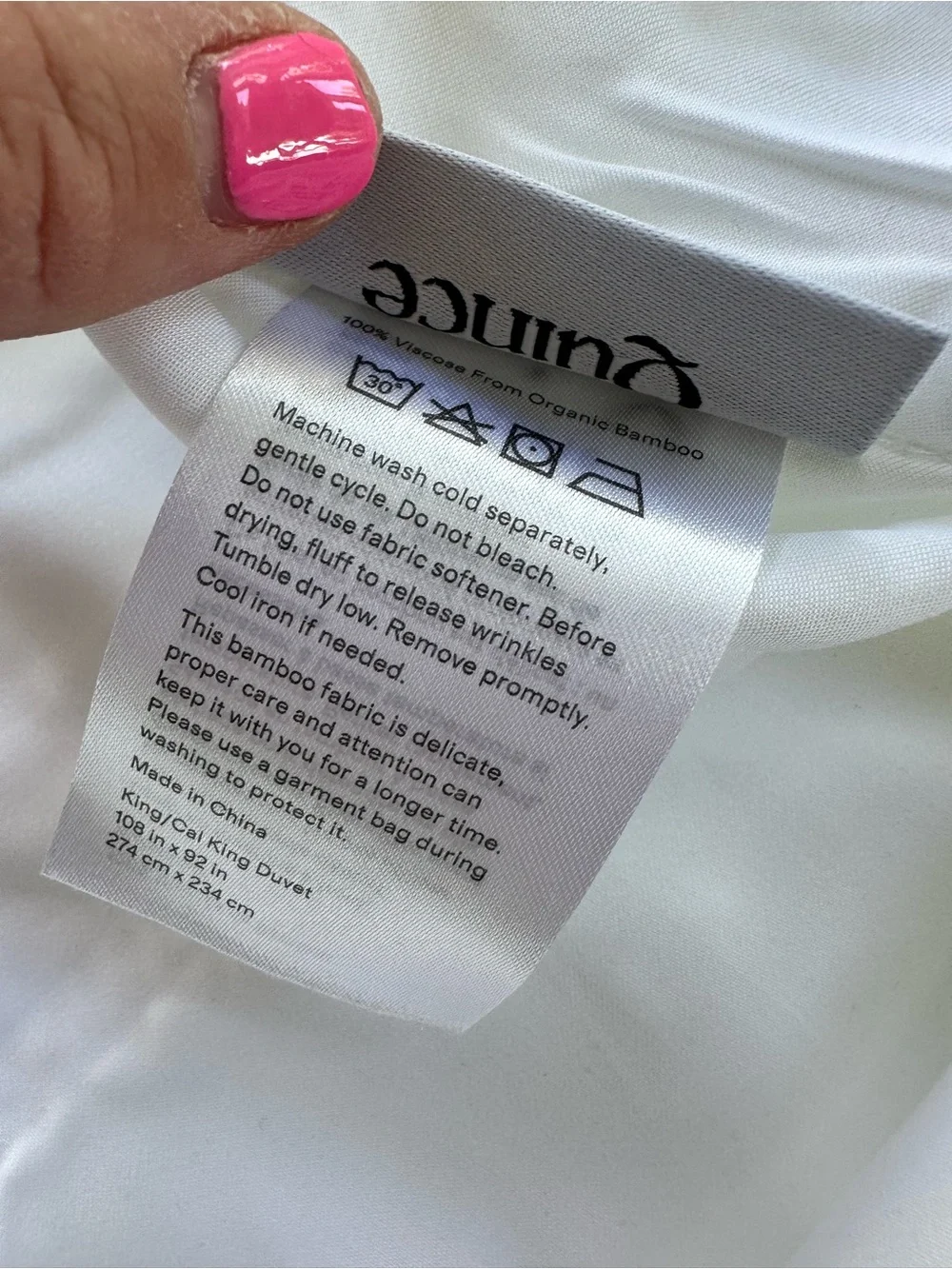 NWOT Quince Bamboo Duvet King Cal King Duvet ONLY  NO SHAMS White